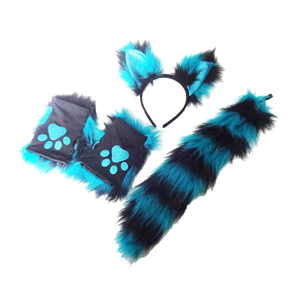 Fox Cosplay Costume Prop Gloves Headband Tail Dress Halloween Carnival Accessories - INSWEAR