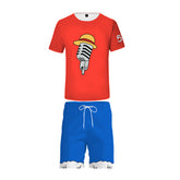 Unisex ONE PIECE FILM RED T-shirt Sets Monkey D. Luffy Cosplay Short Sleeve Tee Shorts 2 Pieces Sets Casual Clothes - INSWEAR
