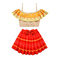 2PCs Adult Women Encanto Swimsuit Dolores Madrigal Cosplay Swimwear Lovely Sport Beach Wear Bath Suit - INSWEAR