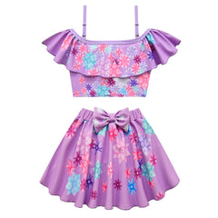 2PCs Kids Girls Encanto Swimsuit Isabela Madrigal Cosplay Swimwear Lovely Sport Beach Wear Bath Suit - INSWEAR