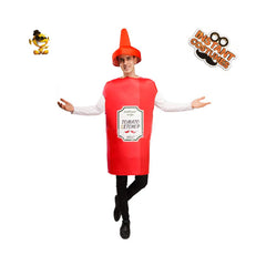 Ketchup Adult Cosplay Costume Dress Halloween Carnival Party Suit