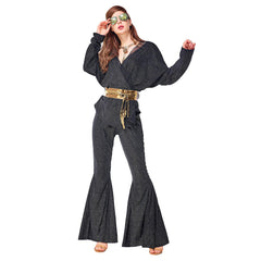 Adult Women Retro 70S Disco Sequins Nightclub Costumes Cosplay Halloween Carnival Party Dance Clothes - INSWEAR