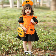 Girls Halloween Costumes Pumpkin Bat Vampire Maid Costume Cosplay Fantasia Party Dress Outfits - INSWEAR