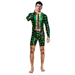 Adult Men St. Patrick's Day Shamrocks Jumpsuit Costume Halloween Cosplay Fancy Costume - INSWEAR