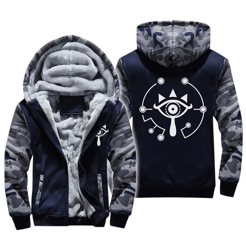 Unisex The Legend of Zelda Eye Symbol Coat Adult Thicken Velvet Winter Fleece Zip Up Hoodie Winter Jacket - INSWEAR