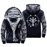 Unisex The Legend of Zelda Eye Symbol Coat Adult Thicken Velvet Winter Fleece Zip Up Hoodie Winter Jacket - INSWEAR