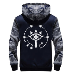 Unisex The Legend of Zelda Eye Symbol Coat Adult Thicken Velvet Winter Fleece Zip Up Hoodie Winter Jacket - INSWEAR