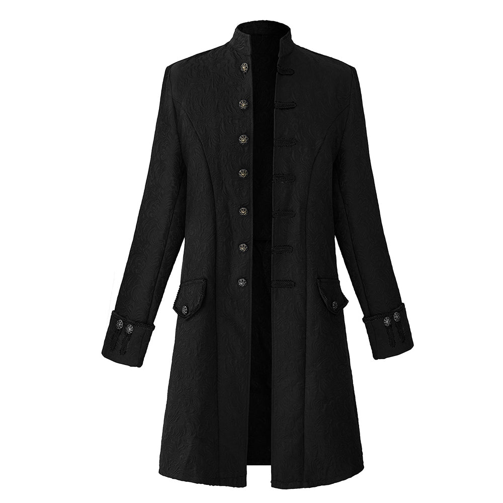 Medieval Vintage Standing Collar Jacquard Jacket Cosplay Costume Halloween Carnival Party Disguise Suit