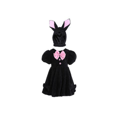 Kids Girls Kawaii Rabbit Costume with Rabbit Ear Hat Halloween Performance Animal Party Flannel Dress - INSWEAR