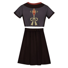 Women Genshin Impact Hutao Cosplay 2 Pieces Outfits Short Sleeves Crop Top + A Line Skirt Sets - INSWEAR