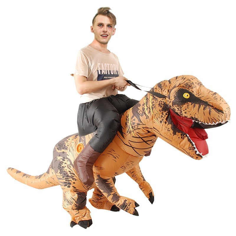 Adults Riding Dinosaur Inflatable Costume Prop Blow Up Inflatable Fancy Dress for Halloween Cosplay Dress Up Party Stage Performance - INSWEAR