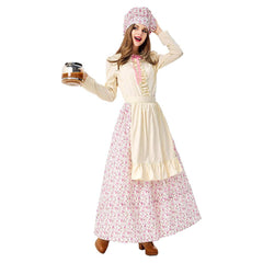 Women Halloween Pastoral Maid Costumes Coffee Pastry Chef Cook Housekeeper Dress Costume - INSWEAR