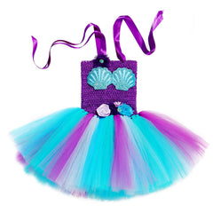 Girls Mermaid Tutu Dress with Headband Mermaid Purple Tutu Dress Tulle Costume Outfit - INSWEAR