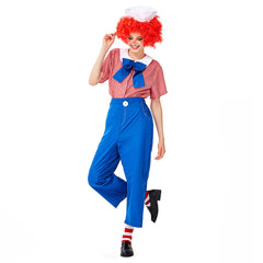 Halloween Women Humor Striped Clown Costume Fancy Cosplay Performance Outfit - INSWEAR