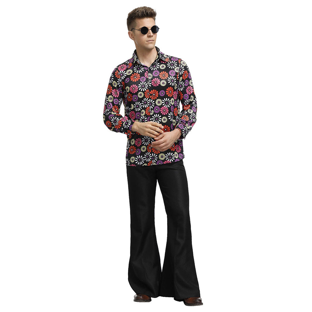 Men's Retro 1970's Hippie Dippie Costumes Adults 70s Flower Power Hippy Suits - INSWEAR