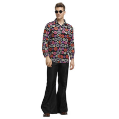 Men's Retro 1970's Hippie Dippie Costumes Adults 70s Flower Power Hippy Suits - INSWEAR