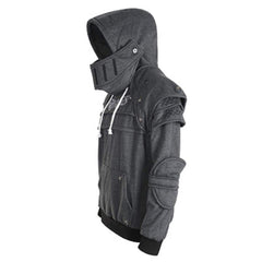 Men Medieval Hooded Sweatshirts Warrior Soldier Knight Mask Armor Knee Hoodies Long Sleeve Tracksuits - INSWEAR