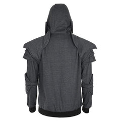 Men Medieval Hooded Sweatshirts Warrior Soldier Knight Mask Armor Knee Hoodies Long Sleeve Tracksuits - INSWEAR