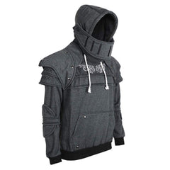 Men Medieval Hooded Sweatshirts Warrior Soldier Knight Mask Armor Knee Hoodies Long Sleeve Tracksuits - INSWEAR