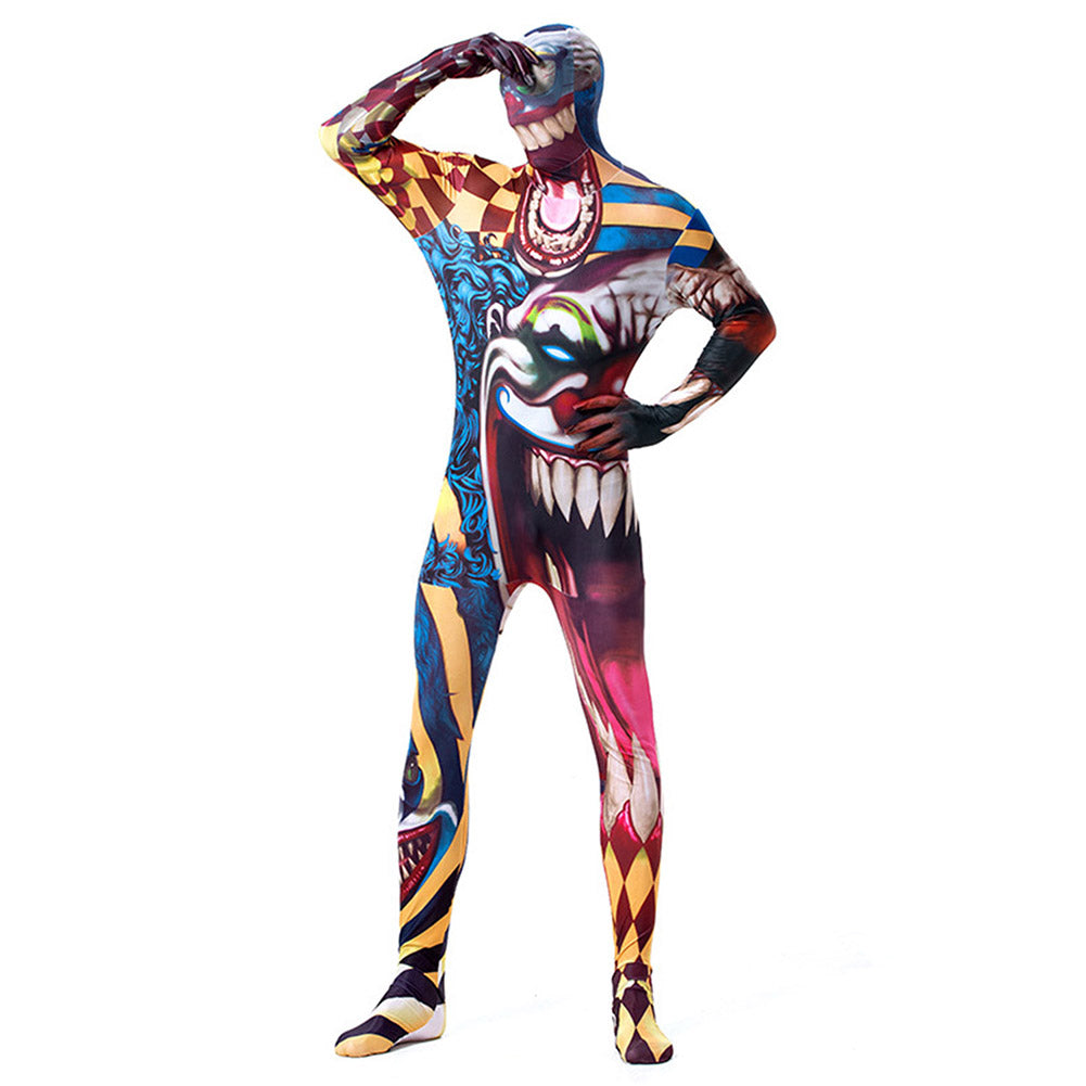 Halloween Adult Men Full Body Lycra Spandex Horror Clown Zentai Suit Cosplay Costumes - INSWEAR