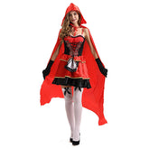 Women's Halloween Sexy Cloak Dress Queen Costume Red Riding Hood Cosplay Costume - INSWEAR