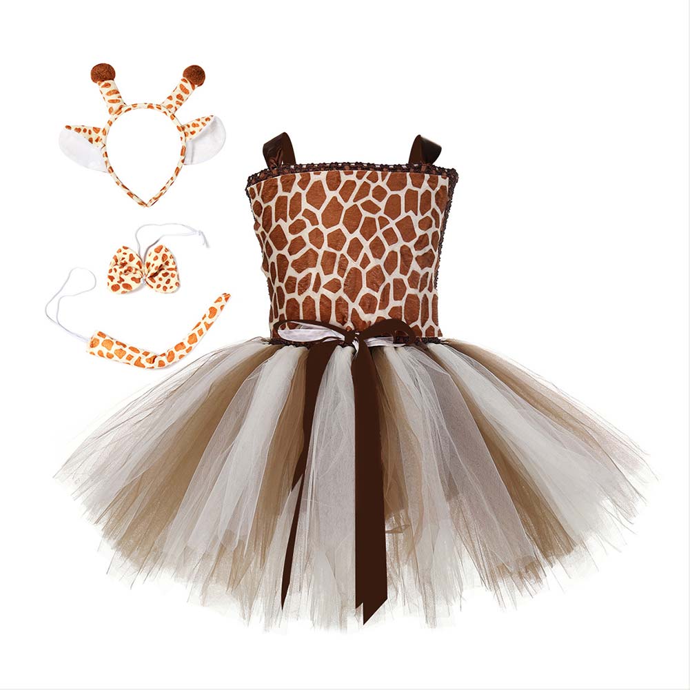 Girl's Animal Giraffe Set Tutu Fancy Dress Halloween Cartoon Costume (with headband and tail) - INSWEAR