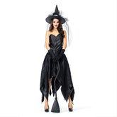 Woman Gothic Sorceress Cosplay Female Halloween Black Witch Costume Carnival Masquerade Nightclub Party Dress - INSWEAR