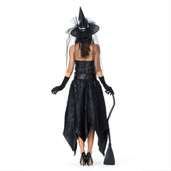 Woman Gothic Sorceress Cosplay Female Halloween Black Witch Costume Carnival Masquerade Nightclub Party Dress - INSWEAR