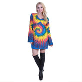 Womens Shimmy Hippie Costume 60s 70s Flower Power Halloween Dress Up Outfit - INSWEAR