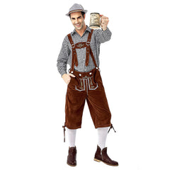 Men’s German Bavarian Oktoberfest Costume Set for Halloween Dress Up Party and Beer Festival Brown - INSWEAR