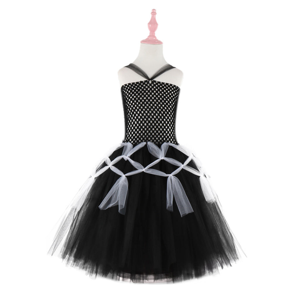 Girls Tutu Dress Black Tulle Evening Wedding Birthday Party Dresses for Kids Ball Gown - INSWEAR