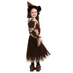 Girls Halloween Pumpkin Patchwork Scarecrow Cosplay Horror Costume - INSWEAR