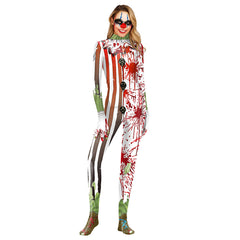 Halloween Adult Women Full Body Lycra Spandex Horror Clown Zentai Suit Cosplay Costumes - INSWEAR