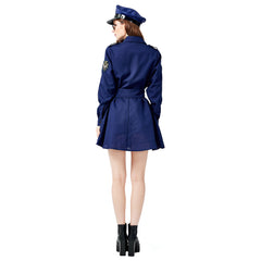 Women's Black Police Officer Uniform Costume With Hat - INSWEAR