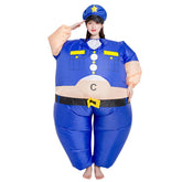 Adult Cop Inflatable Costume Blue Police Uniform Halloween Policewoman Jumpsuit Cosplay Fancy Dress - INSWEAR