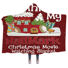 Merry Christmas Hooded Blanket Fleece Throw Blanket Winter Sofa Bedding Blankets - INSWEAR