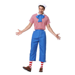 Men Halloween Striped Navy Sailor Role Play Costume Set Club Uniform Costume Outfit - INSWEAR