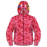 Kids Camouflage Hoodie Sweatshirt Casual Bape Shark Zip Up Hooded Coat Tracksuit Clothing Lounge Wear - INSWEAR