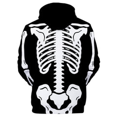 Unisex Halloween Cosplay Hoodies Men Women Skeleton Printed Long Sleeve Sportswear Casual Pullover Sweatshirt - INSWEAR