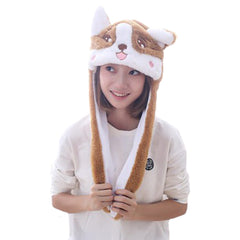 Funny Plush Corgi Hat Cap Party Gift Halloween Christmas Novelty Party Dress up Cosplay - INSWEAR