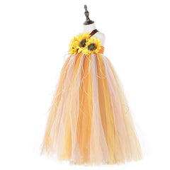 Girl's Sunflower Pumpkin Dress Halloween Fancy dress up Tutu Dress Cosplay Costume - INSWEAR