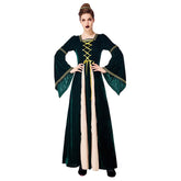 Women Medieval Costume Renaissance Vintage Dress Flare Long Sleeve Floor Length Palace Royal Court Costume - INSWEAR