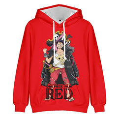 Unisex ONE PIECE FILM RED Hoodies Monkey D. Luffy Printed Cosplay Hooded Sweatshirt Casual Streetwear Pullover Hoodie - INSWEAR
