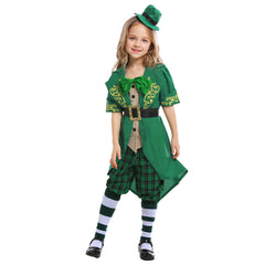 Kids Girls St Patrick's Day Leprechaun Costume Irish Exotic Outfit Green Elf Costume Irish Carnival Costume - INSWEAR