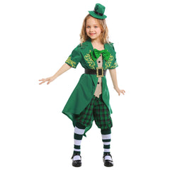 Kids Girls St Patrick's Day Leprechaun Costume Irish Exotic Outfit Green Elf Costume Irish Carnival Costume - INSWEAR