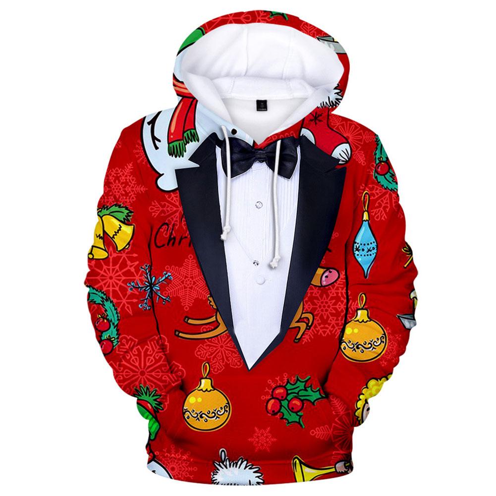 Unisex Christmas Hoodies Sweatshirt Autumn Winter 3D Printed Hoodie Xmas Casual Santa Claus Sweatshirts - INSWEAR