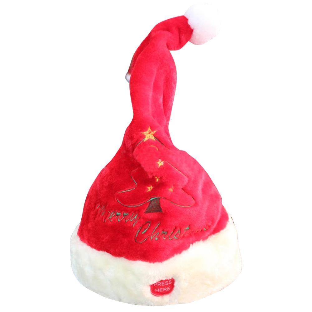 Electric Toy Christmas Hat Red Velvet Embroidered Music Swing Cap Party Decoration Christmas Gift Music Swing Hat - INSWEAR