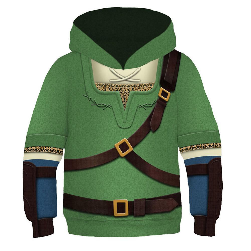 Kids The Legend of Zelda Hoodies Link Cosplay Hooded Sweatshirt Casual Pullover Hoodie - INSWEAR