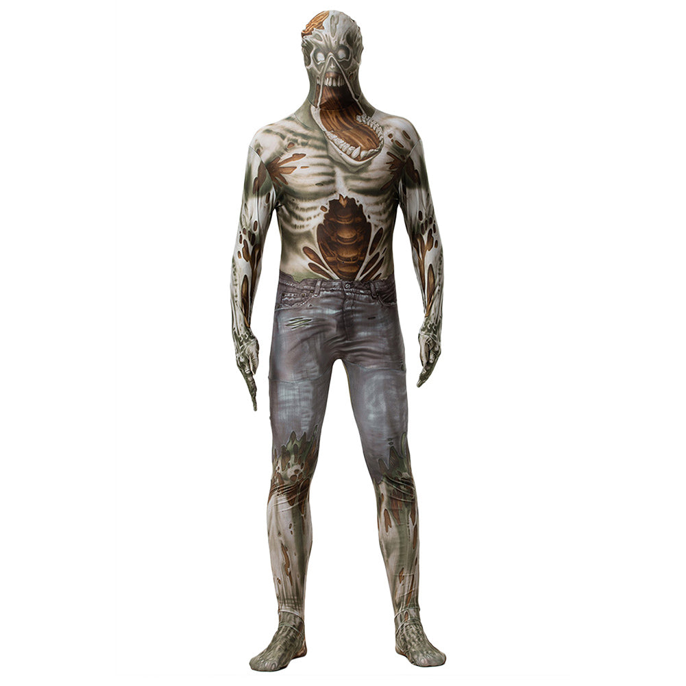 Halloween Adult Men Full Body Lycra Spandex Death Horror Skull Cowboy Zentai Suit Cosplay Costumes - INSWEAR