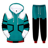 Unisex My Hero Academia Hoodie Pants Set Midoriya Izuku Cosplay Costume 3D Print Sweatshirt Outfits - INSWEAR